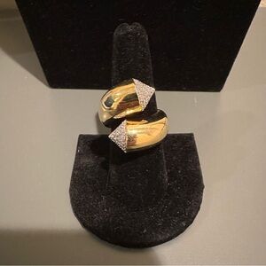 Noir NYC Gold-Tone Pave Triangle Accent Ring size 8